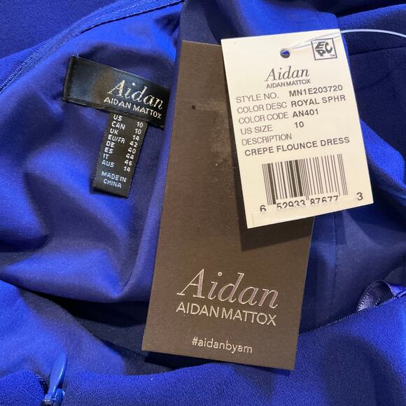 Aidan Mattox One Shoulder Mini Sheath Cocktail Dress Blue Size 10 Sleeveless - Picture 10 of 14